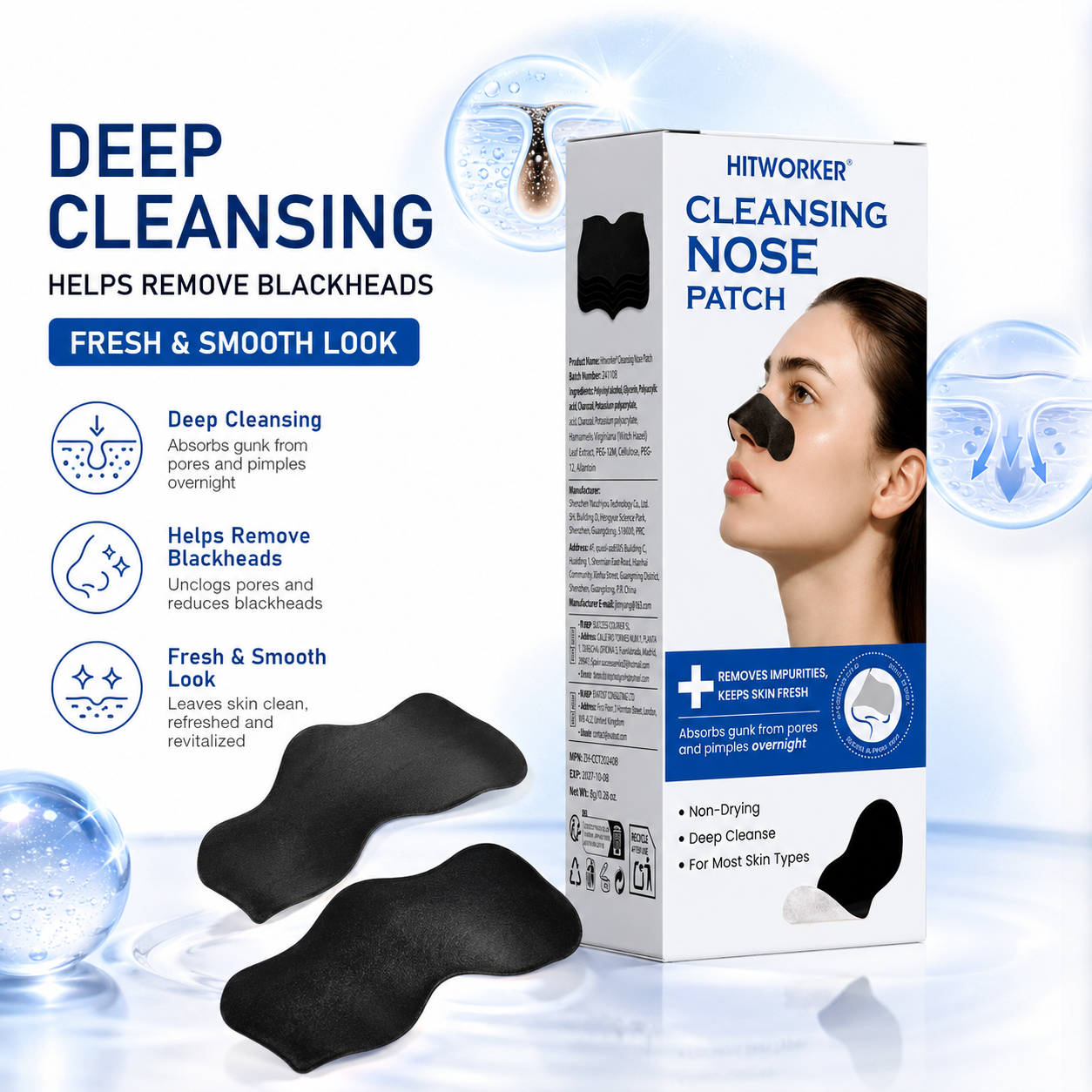 Skincare Oil Control - HITWORKER Blackhead Remover Nose Patch Charcoal