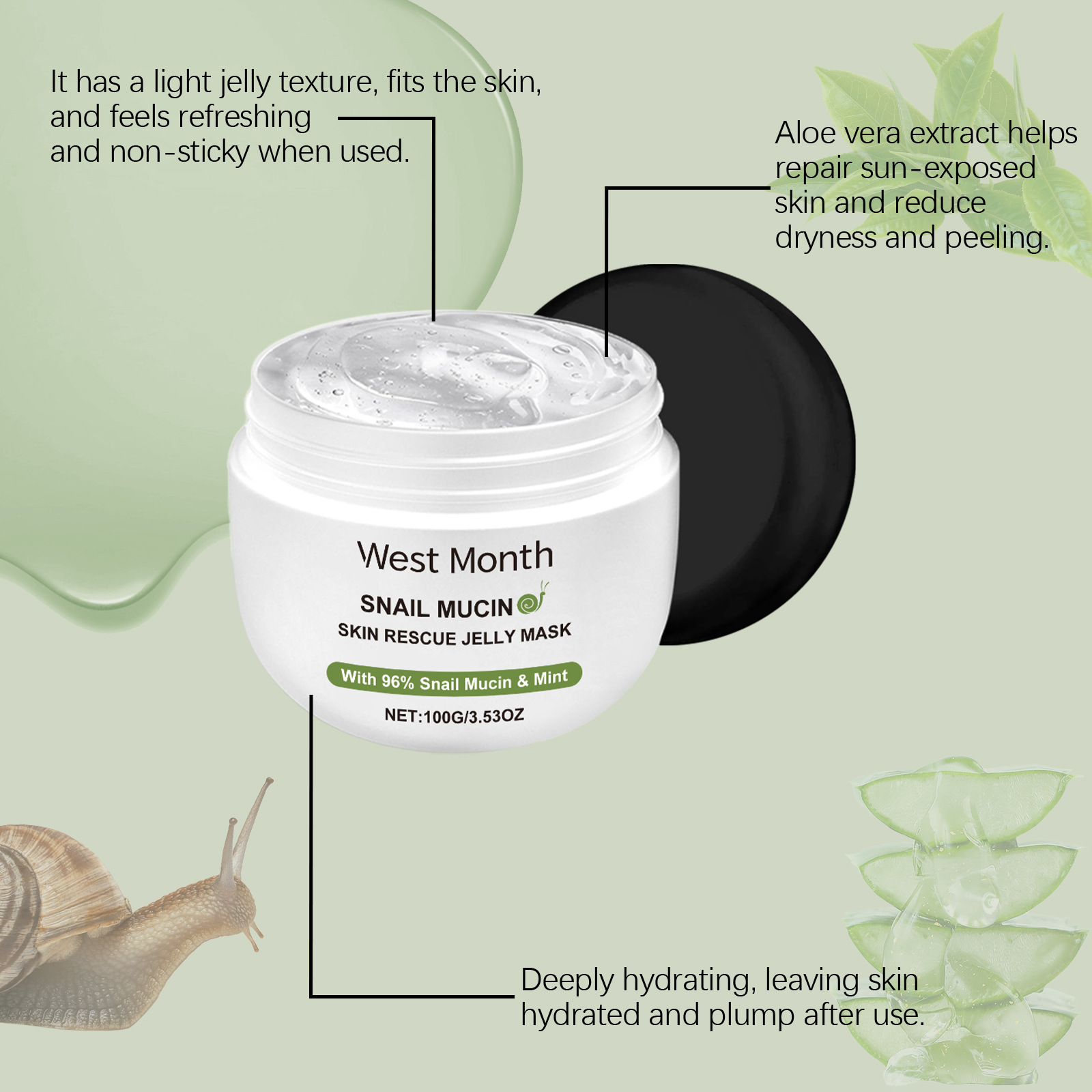 West&Month 100g Snail Mucin Je - Skincare Oil Control のレビューと価格