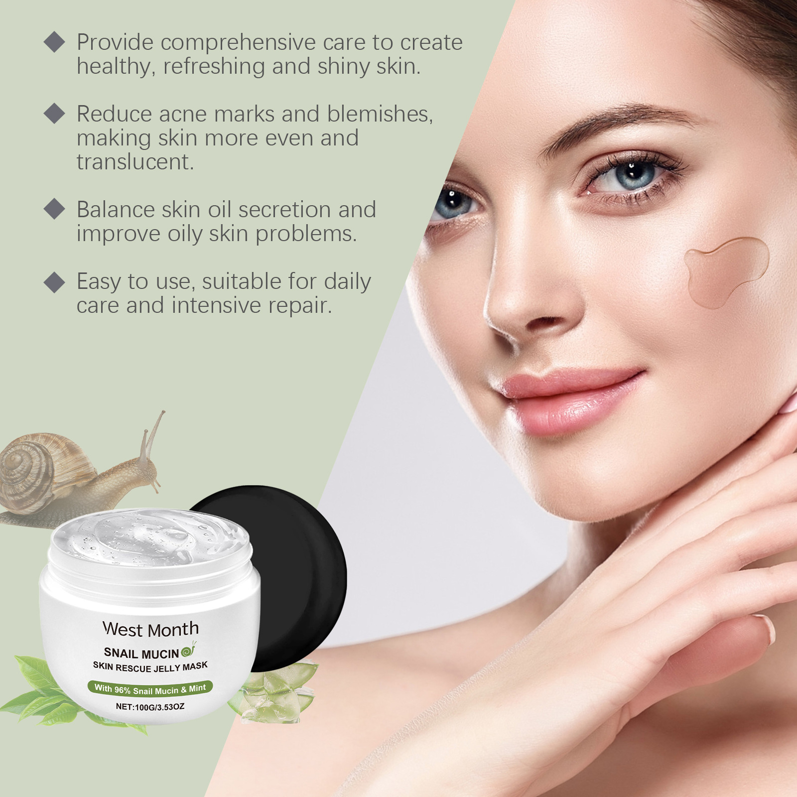 West&Month 100g Snail Mucin Je - Skincare Oil Control のレビューと価格