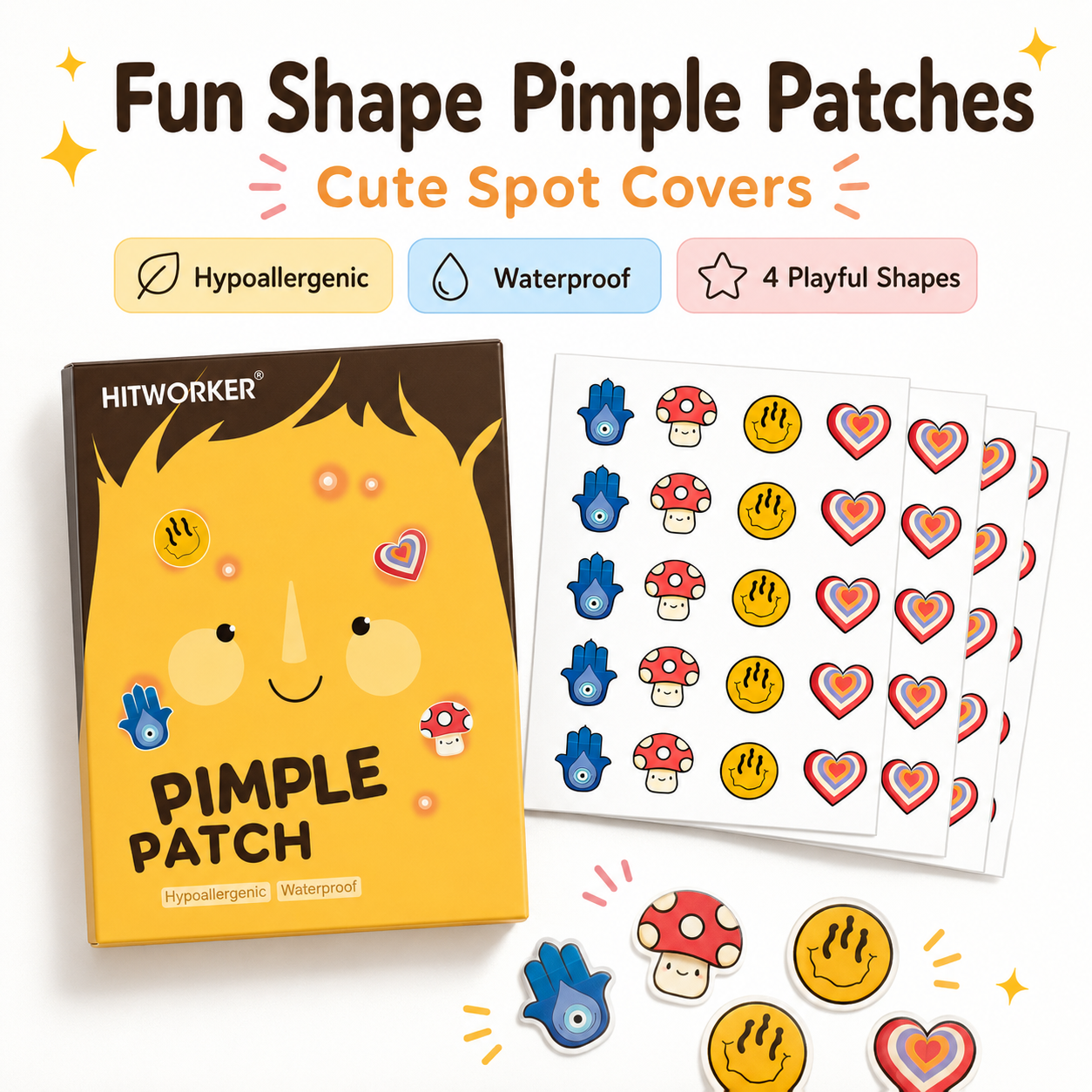 100Pcs Cute 4 Shapes Acne Pimp - Skincare Oil Control のレビューと価格