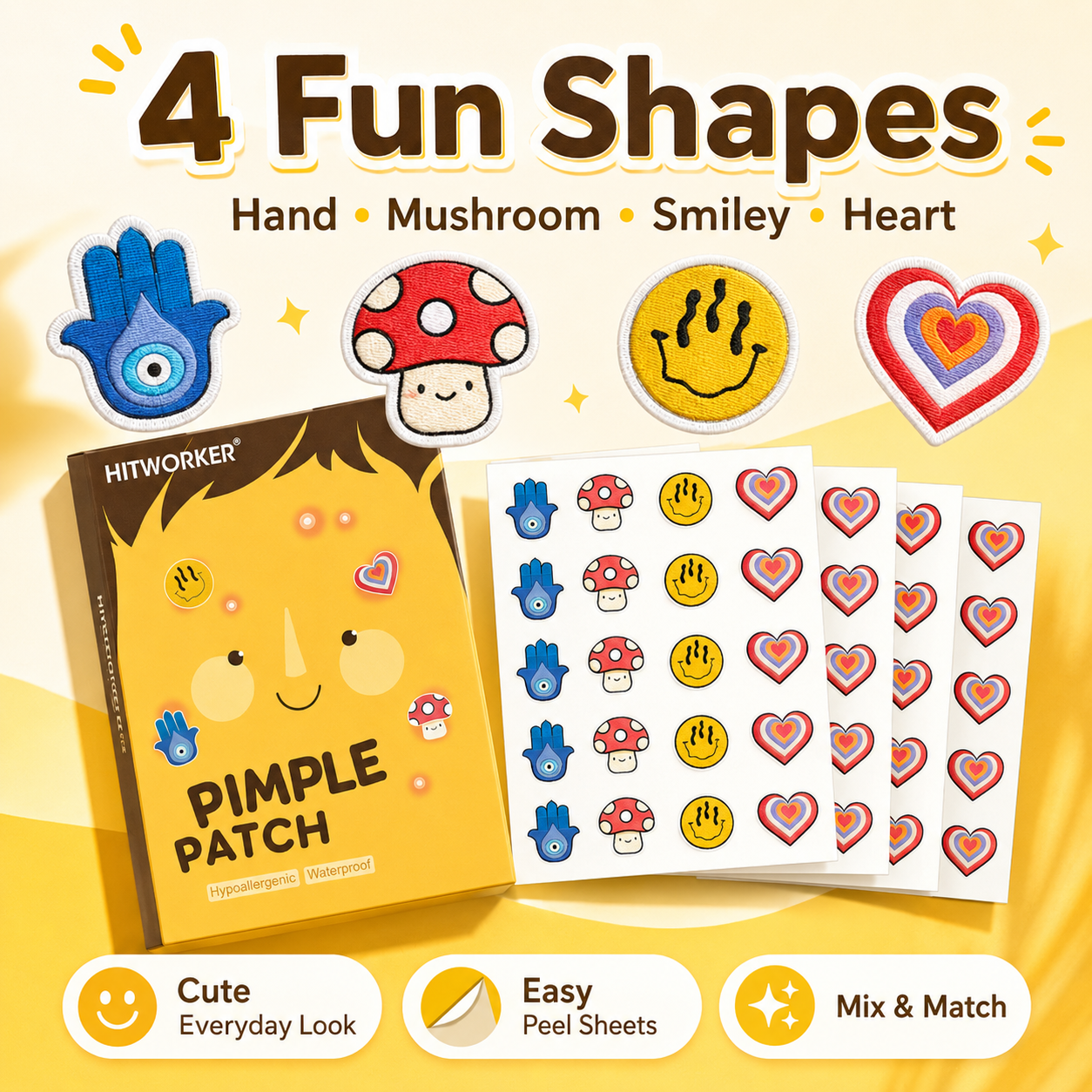 100Pcs Cute 4 Shapes Acne Pimp - Skincare Oil Control のレビューと価格