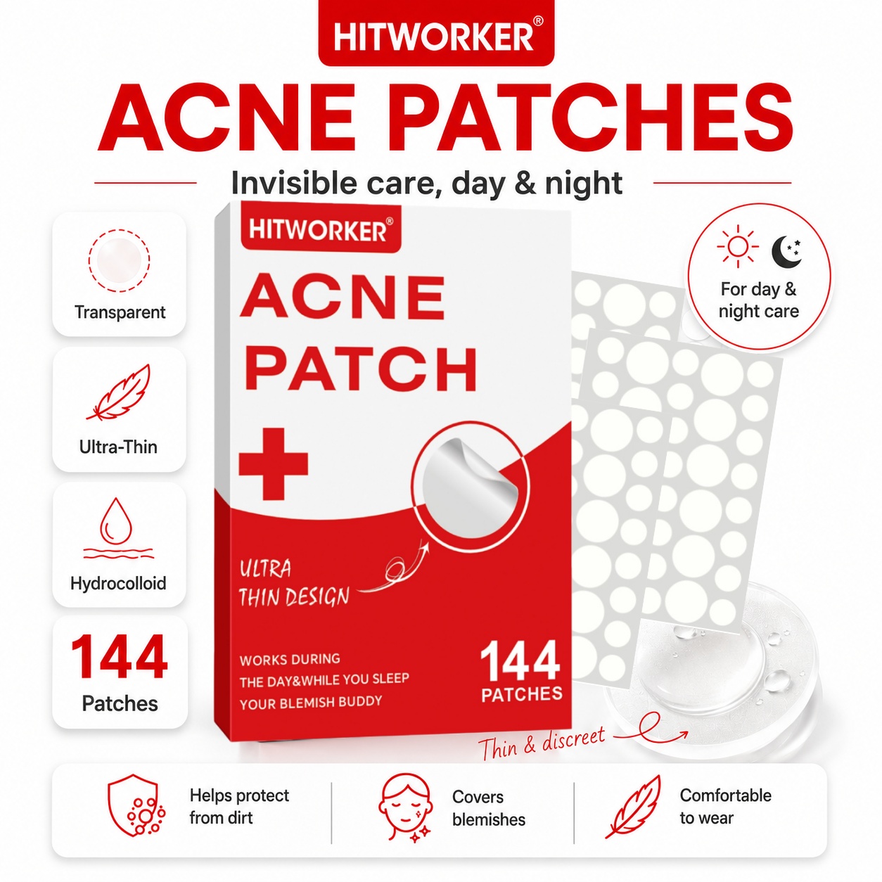 144Pcs Hydrocolloid Acne Pimpl - Skincare Oil Control のレビューと価格