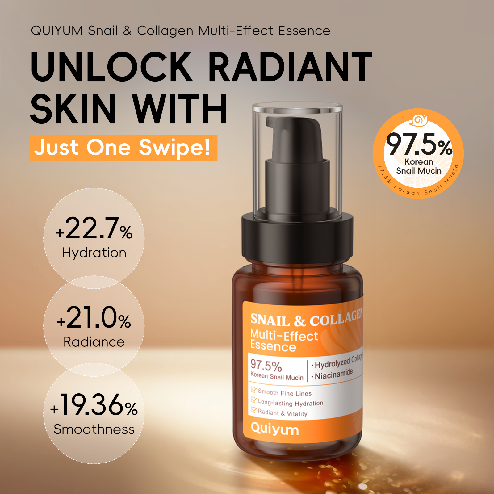 Quiyum Snail Mucin & Collagen  - Snail Mucin Essence のレビューと価格