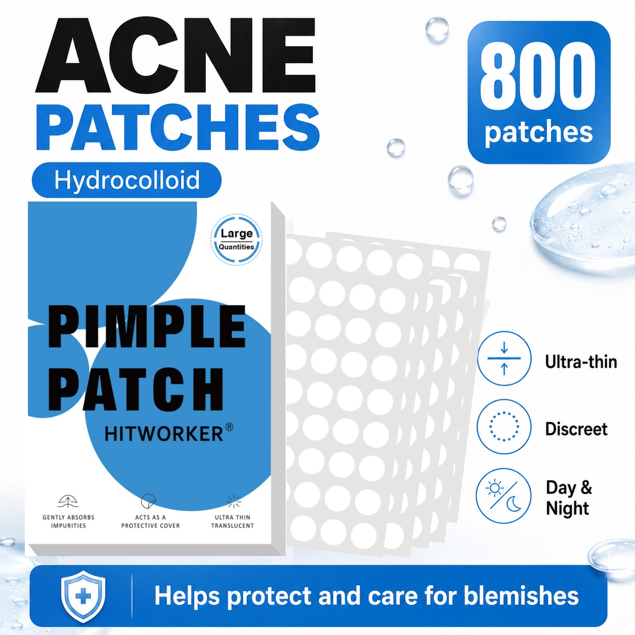 800Pcs Hydrocolloid Acne Pimpl - Skincare Oil Control のレビューと価格