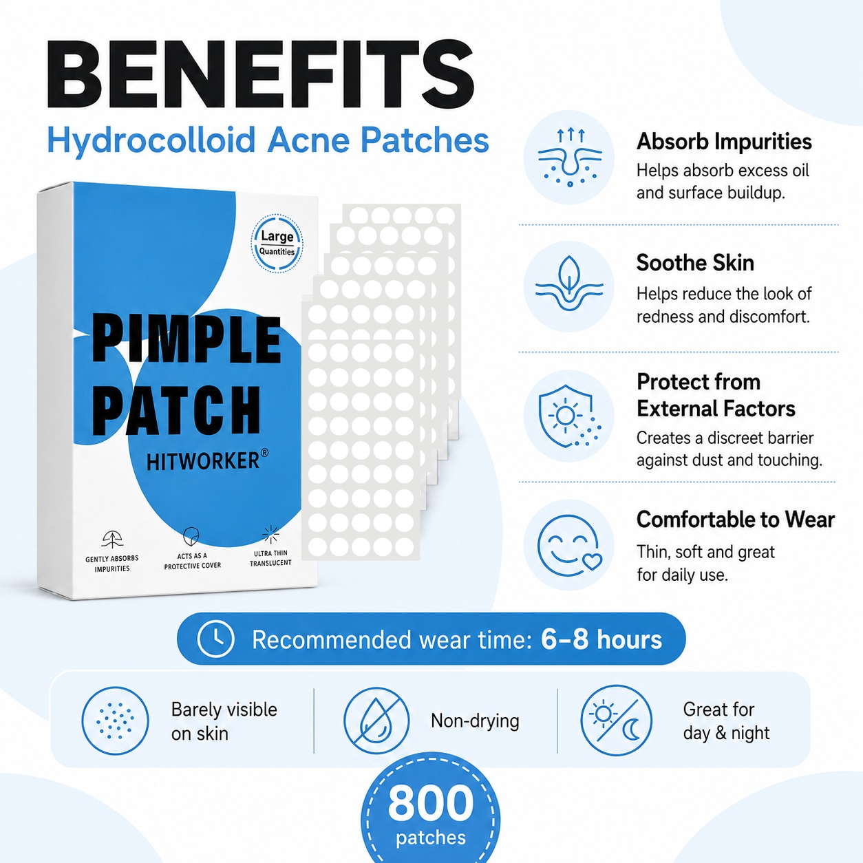 800Pcs Hydrocolloid Acne Pimpl - Skincare Oil Control のレビューと価格
